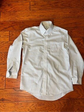 Brooks Brothers Milano Men's Check Button-Down Shirt - Light Blue & White